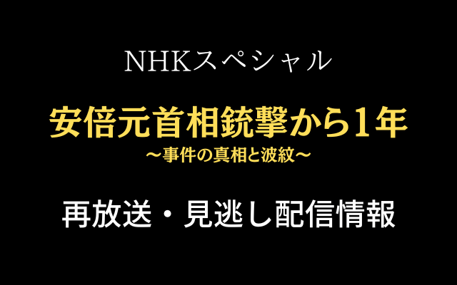 NHKスペシャル「安倍元首相銃撃から1年」再放送と見逃し配信情報のテキスト画像