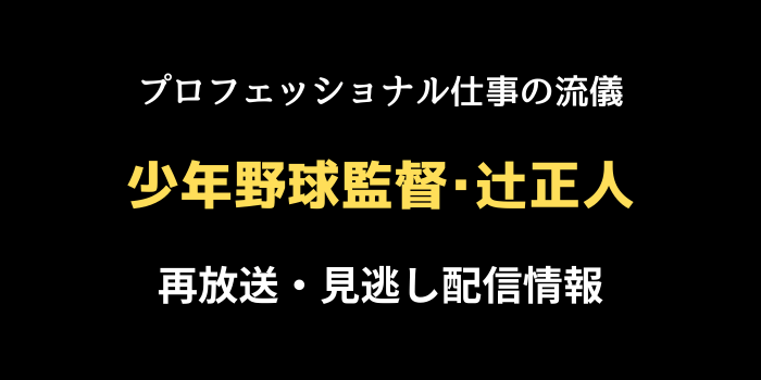 プロフェッショナル仕事の流儀「少年野球監督･辻正人」再放送・見逃し配信のテキスト画像